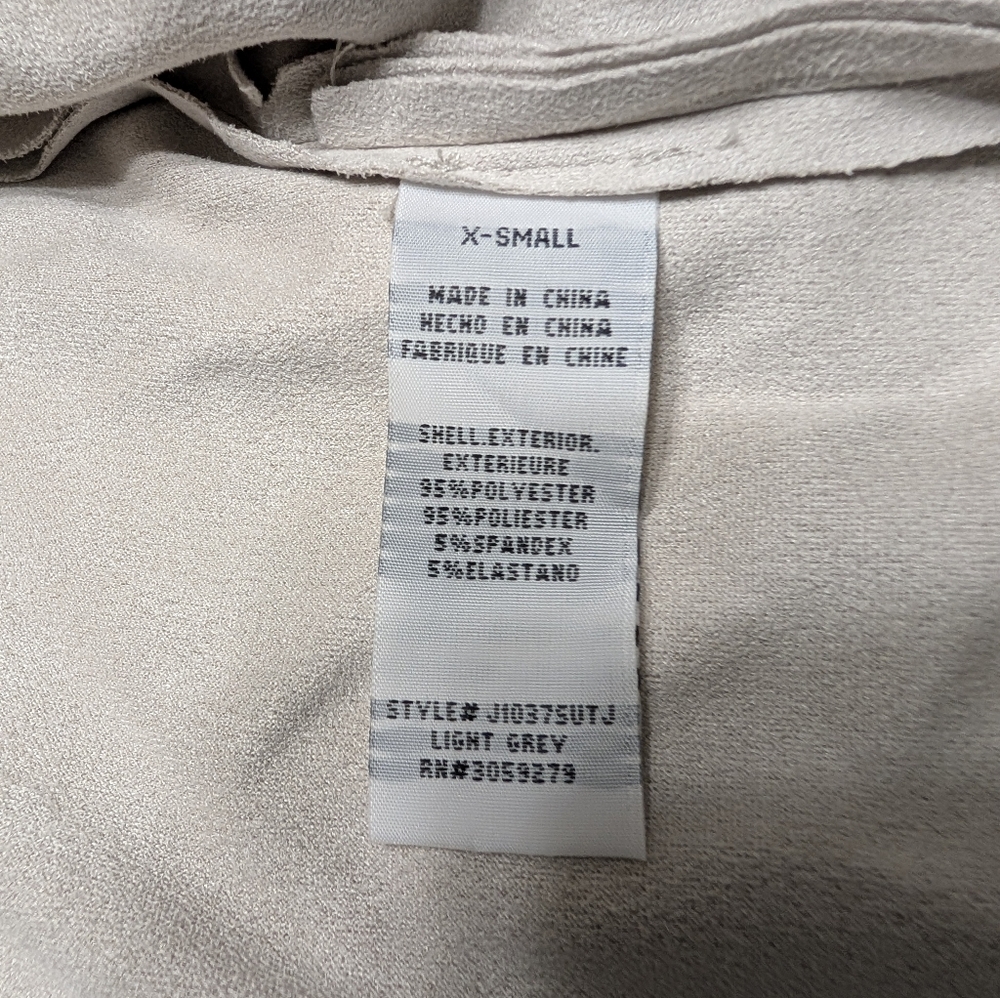 Thread & Supply Malva Light Gray Faux Suede Open Front Cinchable Waist Jacket XS - Picture 5 of 8